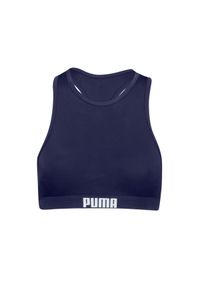 Góra od bikini Puma, racerback, granatowa. Kolor: niebieski. Materiał: poliester