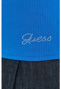 Guess longsleeve damski kolor niebieski. Kolor: niebieski. Materiał: materiał, wiskoza. Długość rękawa: długi rękaw. Długość: krótkie #4