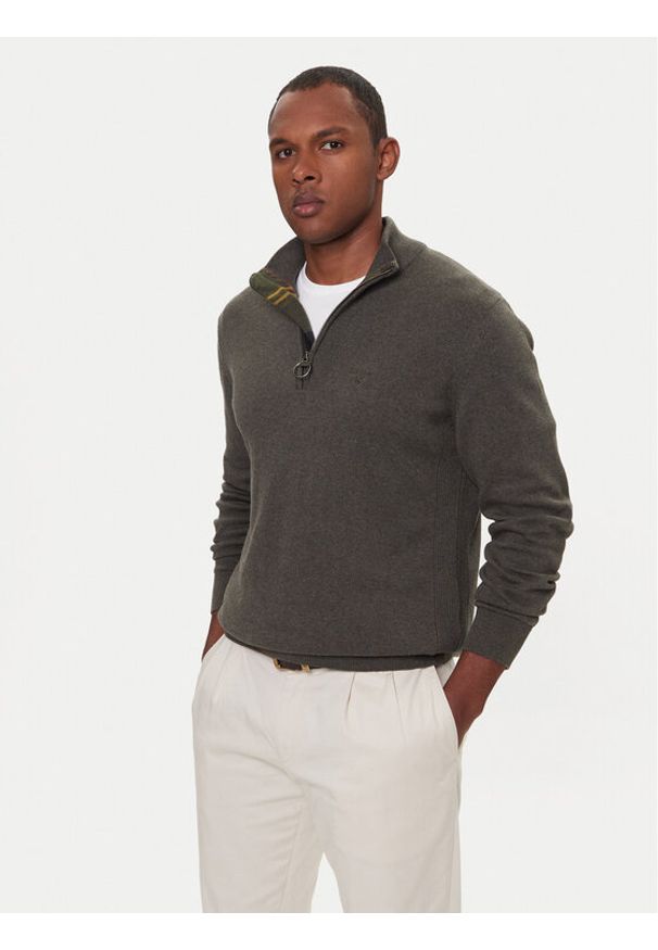 Barbour Sweter Half Zip MKN1074OL91 Zielony Regular Fit. Kolor: zielony. Materiał: bawełna