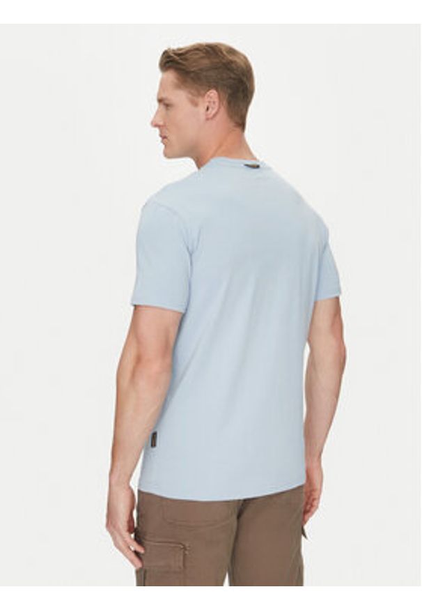 Napapijri T-Shirt S-Bollo NP0A4I3C Błękitny Regular Fit. Kolor: niebieski. Materiał: bawełna