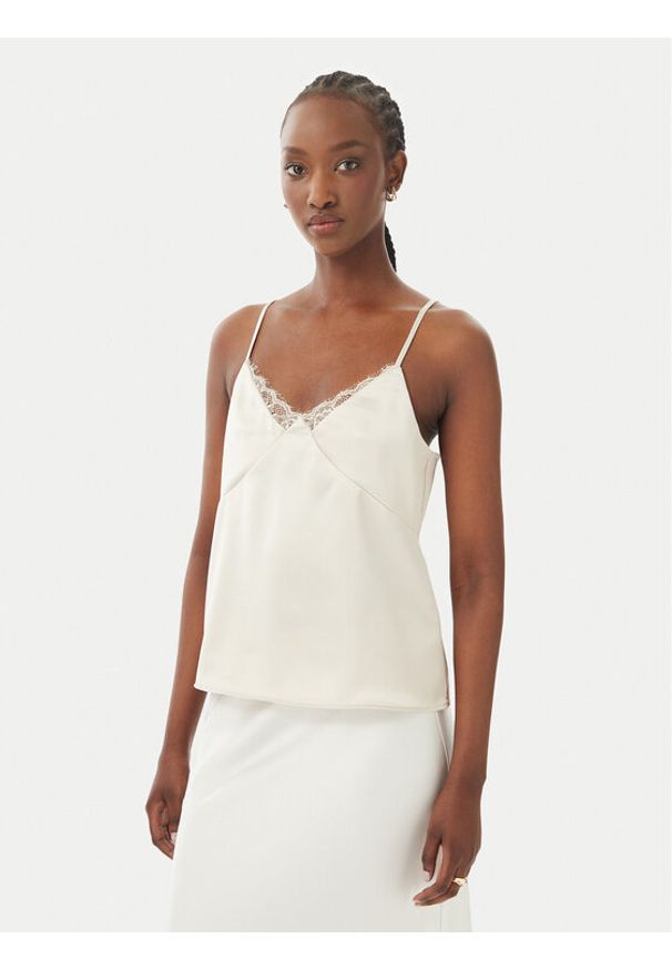 only - ONLY Top Faraya 15380254 Beżowy Regular Fit. Kolor: beżowy. Materiał: syntetyk