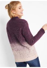 Sweter dzianinowy w cieniowanym kolorze bonprix czarny bez - matowy jasnoróżowy. Kolor: fioletowy. Materiał: materiał, akryl, poliamid #4