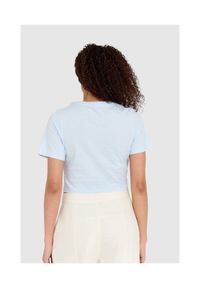 Guess - GUESS Niebieski t-shirt damski cropped fit piercing, Rozmiar M. Kolor: niebieski. Materiał: bawełna #4