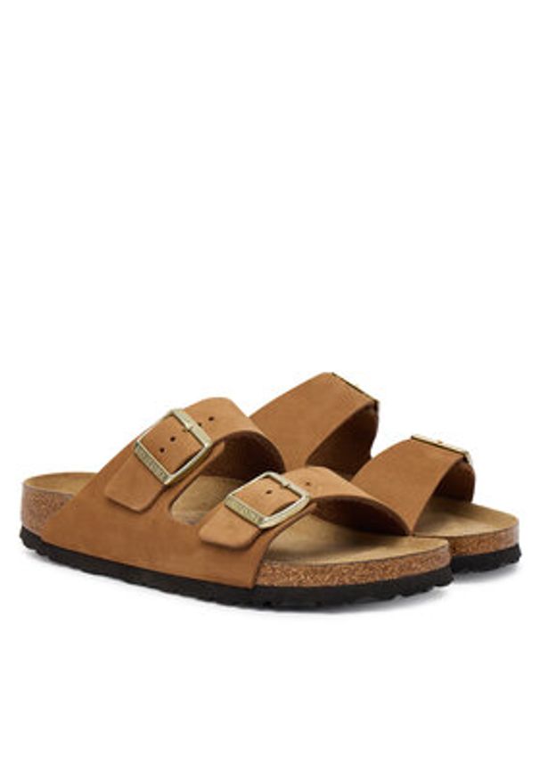 Birkenstock Klapki Arizona Sfb 1032086 Brązowy. Kolor: brązowy. Materiał: skóra, nubuk