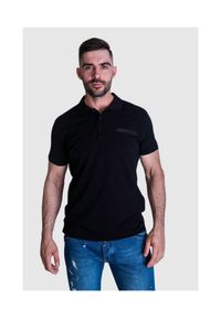 Fendi - FENDI Koszulka polo męska w kolorze czarnym, Rozmiar 46. Typ kołnierza: polo. Kolor: czarny. Materiał: bawełna. Wzór: aplikacja. Styl: klasyczny