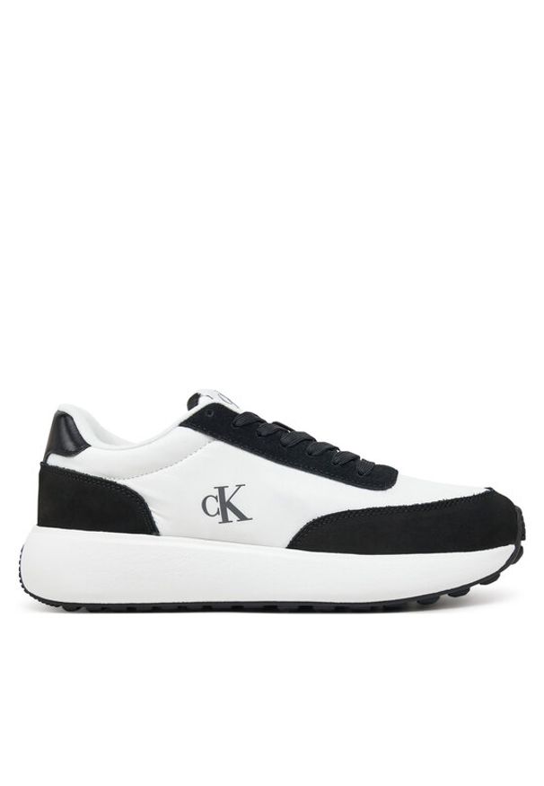 Calvin Klein Jeans Sneakersy Athleisure Runner Laceup Mix Wn YW0YW01774 Biały. Kolor: biały. Materiał: skóra, zamsz