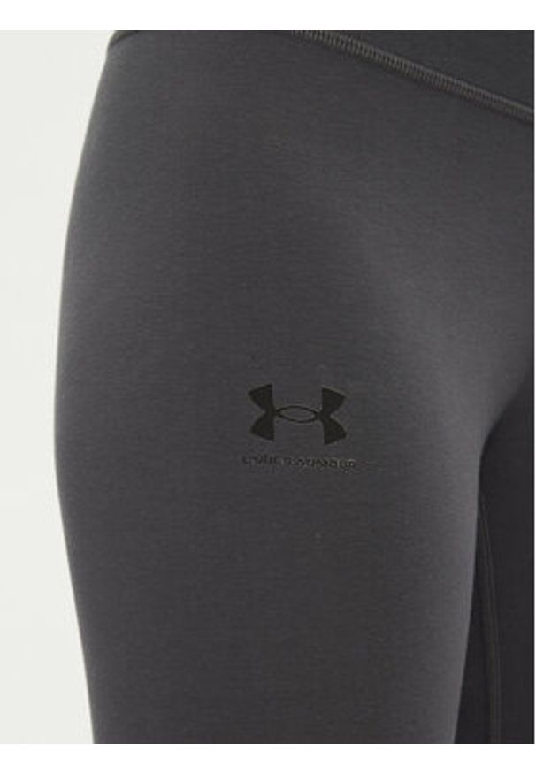 Under Armour Legginsy Rival 1386482 Szary Slim Fit. Kolor: szary. Materiał: bawełna
