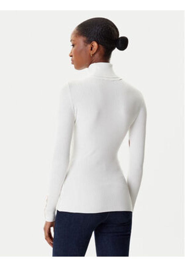 Elisabetta Franchi Golf MK-11B-56E2-V290 Biały Slim Fit. Typ kołnierza: golf. Kolor: biały. Materiał: syntetyk