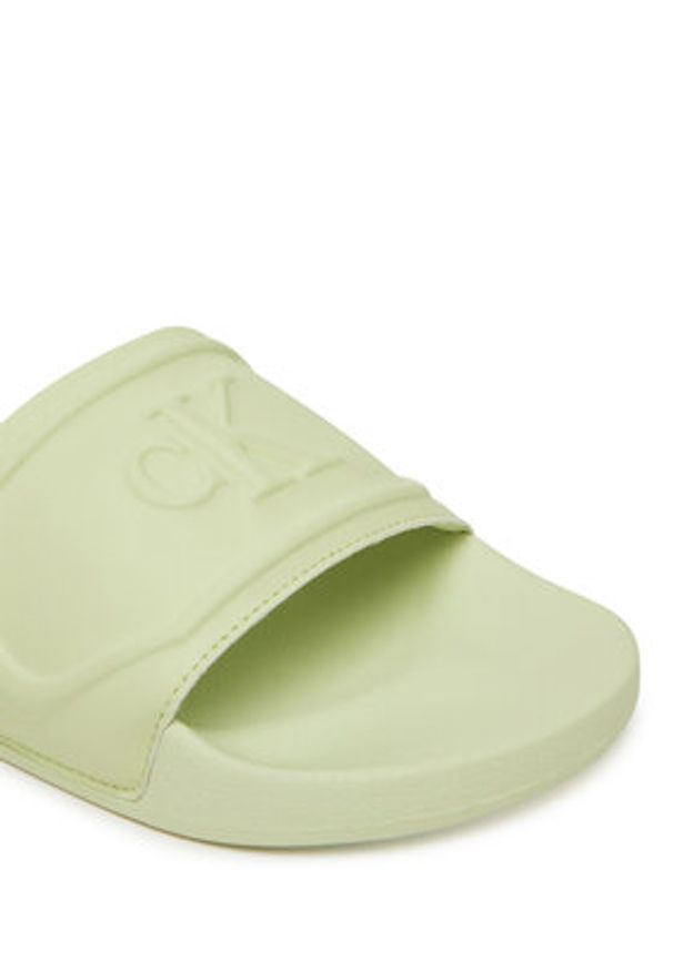 Calvin Klein Jeans Klapki Slide Pu Hf Mg YW0YW01879 Zielony. Kolor: zielony. Materiał: skóra