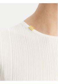 Elisabetta Franchi Sweter MK-55B-51E2 Biały Slim Fit. Kolor: biały. Materiał: syntetyk