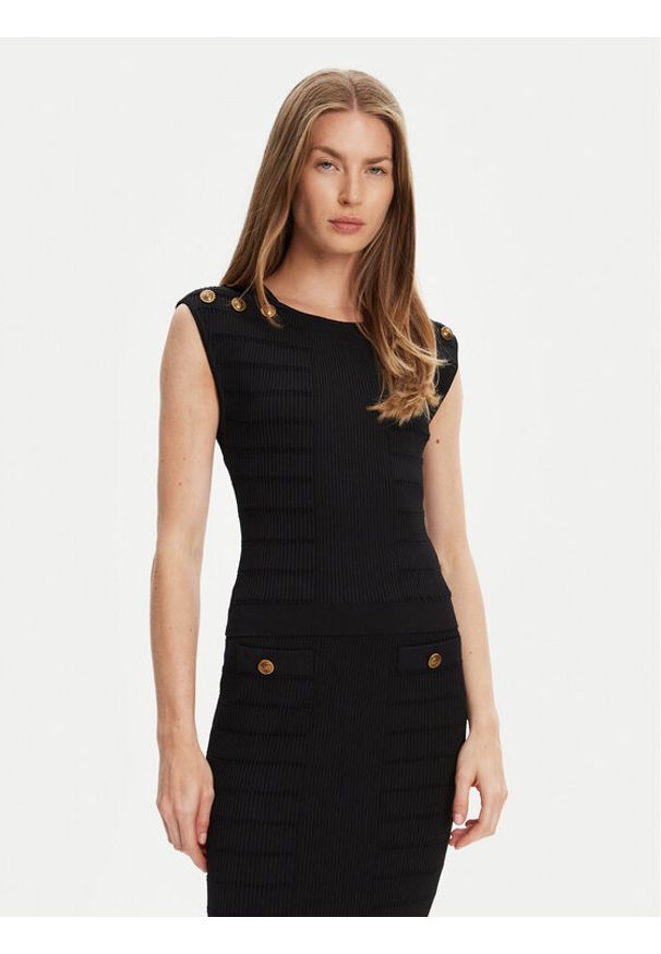 Guess Bluzka W5YR12 Z0130 Czarny Regular Fit. Kolor: czarny. Materiał: syntetyk