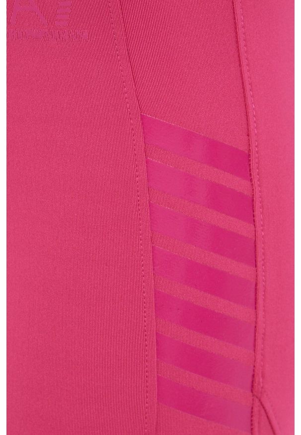 EA7 Emporio Armani legginsy damskie kolor fioletowy z nadrukiem. Stan: podwyższony. Kolor: fioletowy. Wzór: nadruk