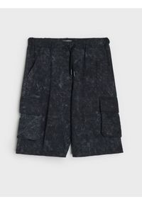 Sinsay - Szorty cargo z efektem sprania - czarny. Kolor: czarny #1
