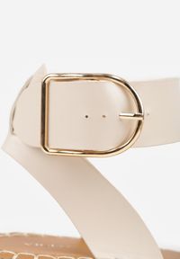 Born2be - Beżowe Sandały VICES na Niskim Koturnie z Plecionki z Paskiem Wokół Kostki Tetea. Okazja: na co dzień. Zapięcie: pasek. Kolor: beżowy. Materiał: len. Sezon: lato. Obcas: na koturnie. Styl: casual, klasyczny #6