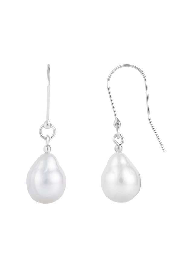 Enaya - CRISTA AIR Wiszące srebrne kolczyki naturalne perły duże białe delikatne. Materiał: srebrne. Kolor: biały, wielokolorowy, srebrny. Kamień szlachetny: perła