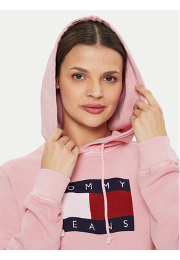 Tommy Jeans Bluza Flag DW0DW18654 Różowy Regular Fit. Kolor: różowy. Materiał: bawełna