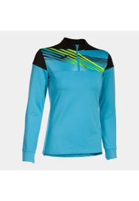 Joma Elite X Damska Bluza z Kapturem 1/4 zamek Turkusowo-Czarna, S. Typ kołnierza: kaptur. Kolor: niebieski, czarny, wielokolorowy