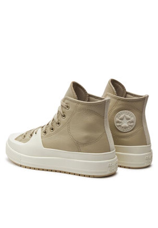 Converse Trampki Chuck Taylor All Star Construct Leather A06595C Beżowy. Kolor: beżowy. Materiał: skóra