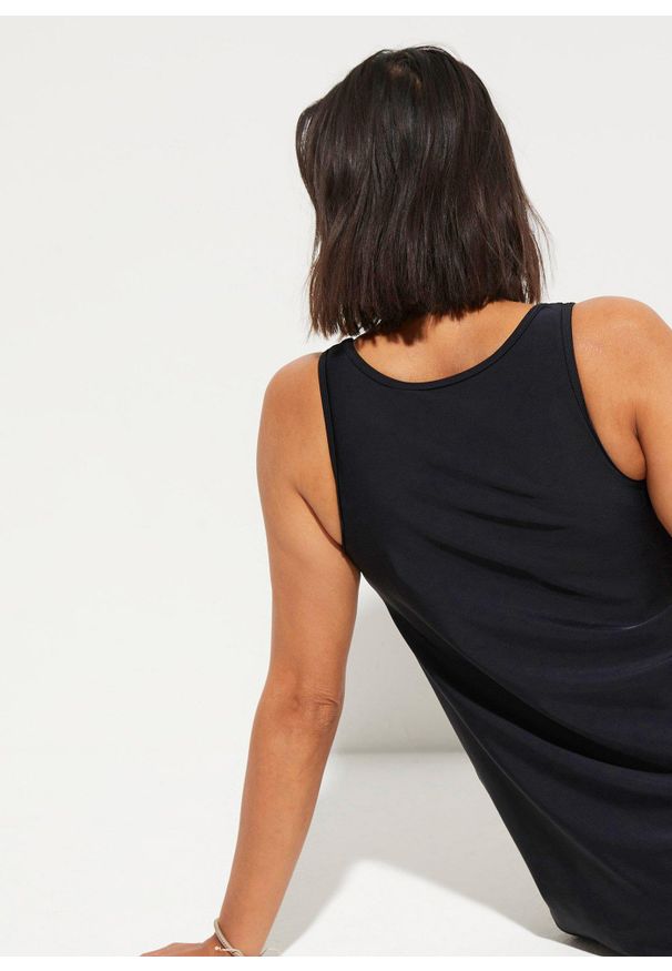 bonprix - Długie tankini z koronką (2 części), z szybko schnącego materiału. Kolor: czarny. Materiał: materiał, koronka. Długość: długie. Wzór: koronka