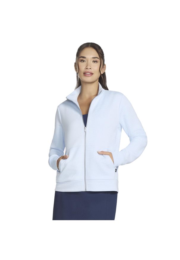 skechers - Bluza dresowa sportowa damska Go Walk Everywhere Full Zip Hoodless. Kolor: niebieski. Materiał: poliester