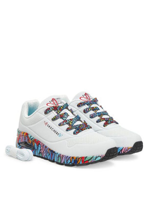 skechers - Skechers Sneakersy Skechers Uno - Ravaged Love 177918/WMLT Biały. Kolor: biały. Materiał: skóra