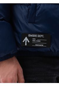Ombre Clothing - Kurtka męska zimowa C533 - ciemnoniebieska - XL. Kolor: niebieski. Materiał: poliester, nylon. Sezon: zima