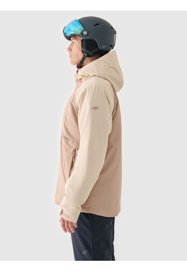 4f - 4F Kurtka narciarska membrana 8000 męska - beżowa XXL. Okazja: na co dzień. Typ kołnierza: kaptur. Kolor: beżowy. Materiał: poliester, dzianina, materiał, tkanina. Sezon: zima. Styl: klasyczny, casual, sportowy