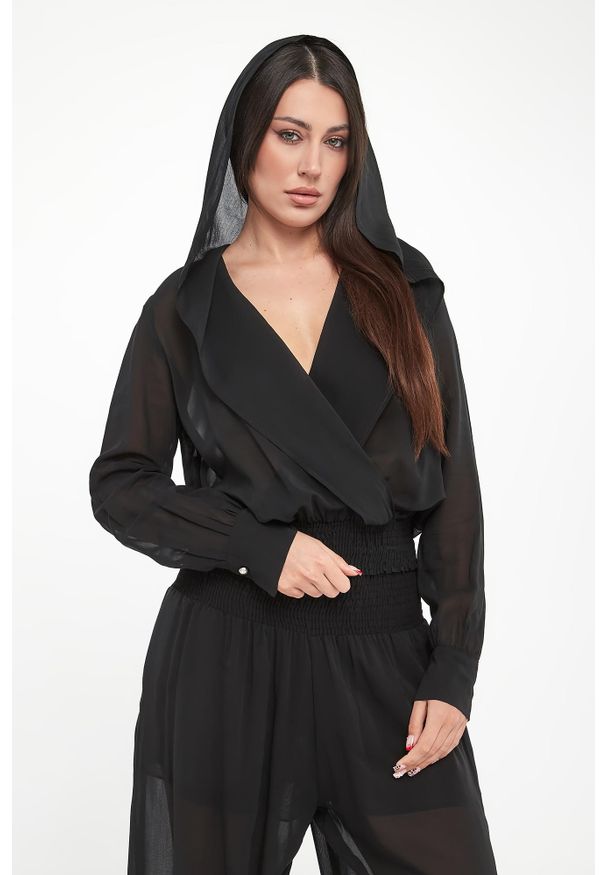 Pinko - Bluzka damska szyfonowa z kapturem Castiglione PINKO. Typ kołnierza: kaptur. Materiał: szyfon
