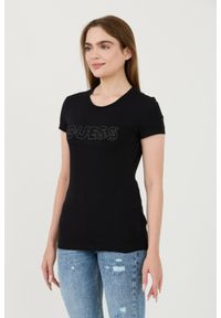 Guess - GUESS Czarny t-shirt Sangallo Tee. Kolor: czarny #5