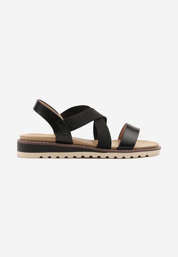 Born2be - Czarne Sandały z Geometrycznymi Paskami Redivelle. Okazja: na co dzień. Zapięcie: pasek. Kolor: czarny. Wzór: geometria. Sezon: lato. Styl: elegancki, casual