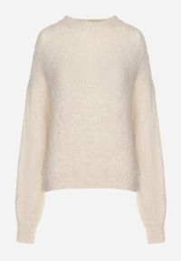 Born2be - Jasnobeżowy Sweter o Klasycznym Prostym Kroju z Domieszką Wełny i Wiskozy Sezisya. Okazja: na co dzień. Kolor: beżowy. Materiał: wełna, wiskoza. Długość rękawa: długi rękaw. Długość: długie. Wzór: aplikacja. Sezon: zima, jesień. Styl: klasyczny