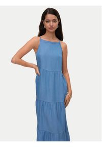 Vero Moda Sukienka letnia Fleur 10326075 Niebieski Loose Fit. Kolor: niebieski. Materiał: lyocell. Sezon: lato #4