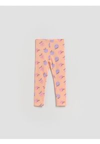 Reserved - Bawełniane legginsy we wzory - jasnopomarańczowy. Kolor: pomarańczowy. Materiał: bawełna