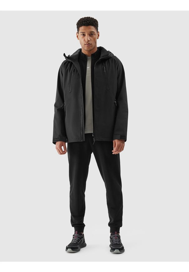 4f - 4F Kurtka przejściowa membrana 8000 męska - czarny XXL. Okazja: na co dzień. Typ kołnierza: kaptur. Kolor: czarny. Materiał: dzianina, materiał, tkanina, syntetyk. Styl: casual, klasyczny, sportowy