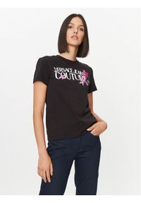 Versace Jeans Couture T-Shirt 75HAHT20 Czarny Regular Fit. Kolor: czarny. Materiał: bawełna