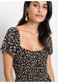 bonprix - Długa sukienka z mieszanki wiskozy. Typ kołnierza: dekolt w karo. Kolor: czarny. Materiał: wiskoza. Długość: maxi #2