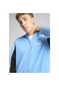 Puma - Męski dres inspirowany koszykówką z poliestru PUMA Team Light Blue. Kolor: niebieski. Materiał: dresówka, poliester. Sport: koszykówka