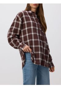 Reserved - Bawełniana koszula w kratę - ciemnobrązowy. Kolor: brązowy. Materiał: bawełna #1