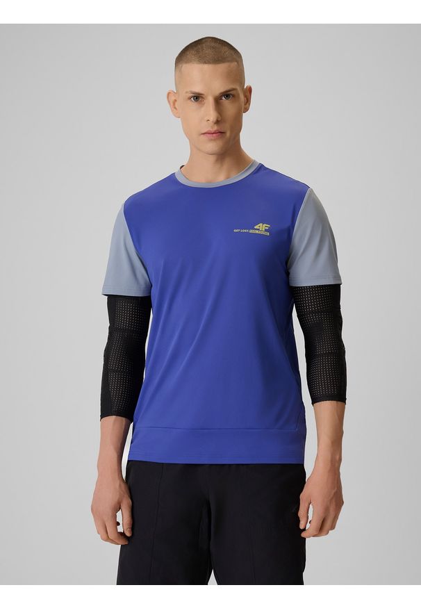 4f - 4F Koszulka kolarska męska - fioletowa M. Kolor: fioletowy. Materiał: dzianina, materiał, włókno. Długość: długie. Sport: kolarstwo