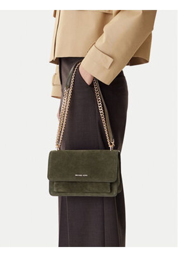 MICHAEL Michael Kors Torebka Claire 30F5GC7L3S Khaki. Kolor: brązowy. Materiał: skórzane, zamszowe