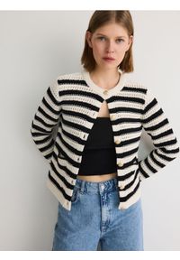 Reserved - Sweter z kieszeniami - wielobarwny. Materiał: dzianina, bawełna, wiskoza