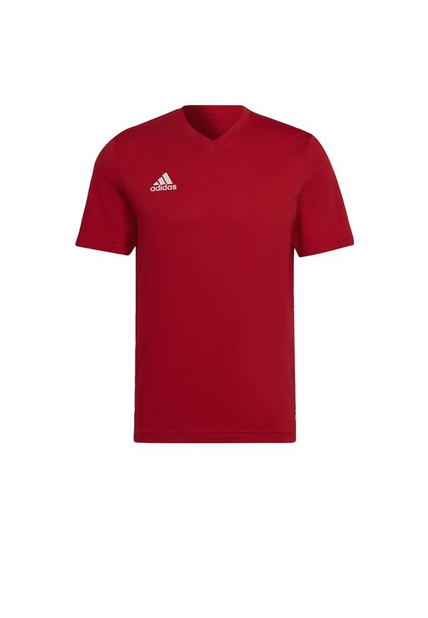 Adidas - Koszulka męska adidas Entrada 22 Tee. Kolor: czerwony. Materiał: bawełna, jersey. Sport: piłka nożna