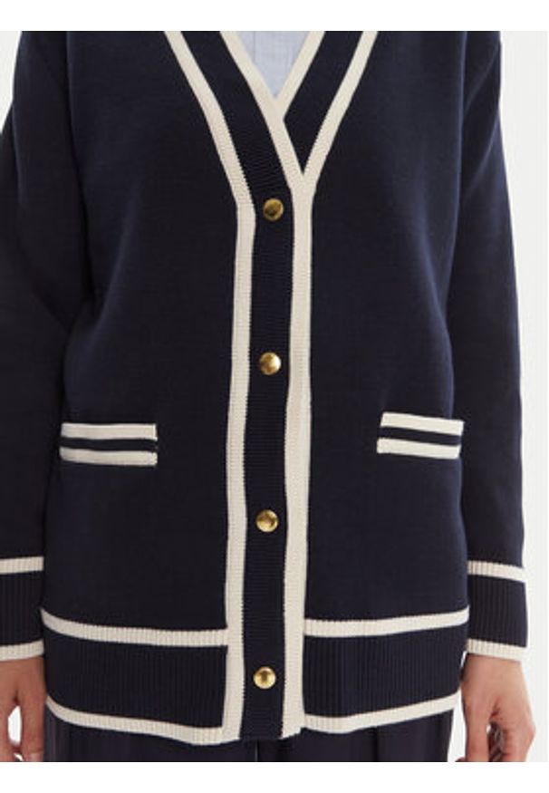 GANT - Gant Kardigan 4805340 Granatowy Relaxed Fit. Kolor: niebieski. Materiał: bawełna