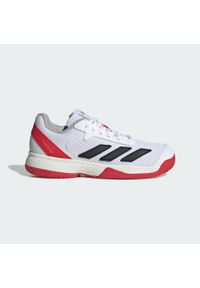 Adidas - Buty Courtflash Tennis Kids. Kolor: czerwony, biały, wielokolorowy, czarny. Materiał: materiał. Sport: turystyka piesza, tenis