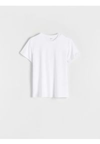 Reserved - Bawełniany t-shirt - biały. Kolor: biały. Materiał: bawełna. Wzór: gładki #1
