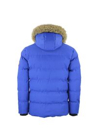 PEAK MOUNTAIN - Kurtka puchowa damska z kapturem i futrem Peak Mountain. Typ kołnierza: kaptur. Kolor: wielokolorowy, niebieski, biały. Materiał: futro, puch #2