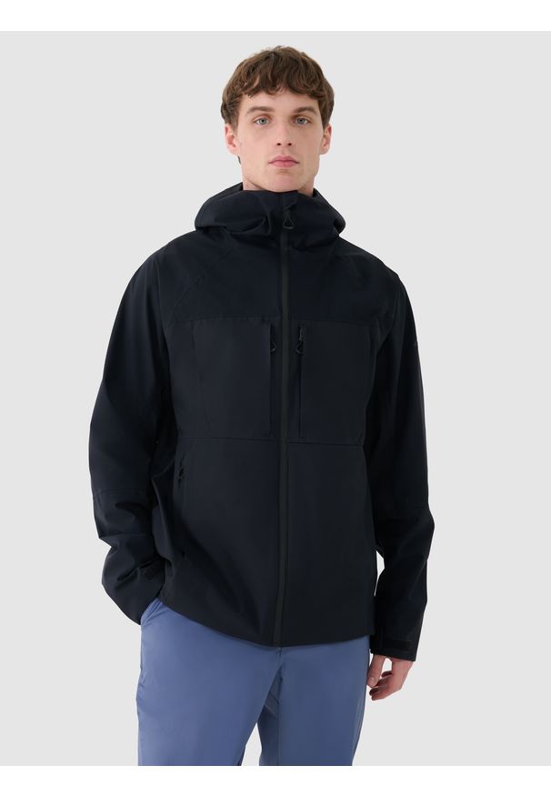 4f - 4F Kurtka trekkingowa membrana 10000 męska - czarna XL. Kolor: czarny. Materiał: hardshell, tkanina, materiał, dzianina, puch. Długość rękawa: raglanowy rękaw. Sport: turystyka piesza, wspinaczka