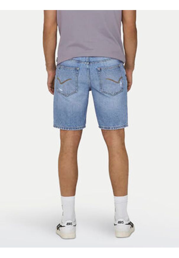 Only & Sons Szorty jeansowe Edge 22029647 Niebieski Straight Fit. Kolor: niebieski. Materiał: bawełna