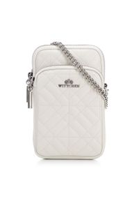 Wittchen - Minitorebka skórzana z kieszenią z przodu. Kolor: biały. Wzór: haft, aplikacja. Dodatki: z haftem. Materiał: skórzane. Styl: elegancki, sportowy #1