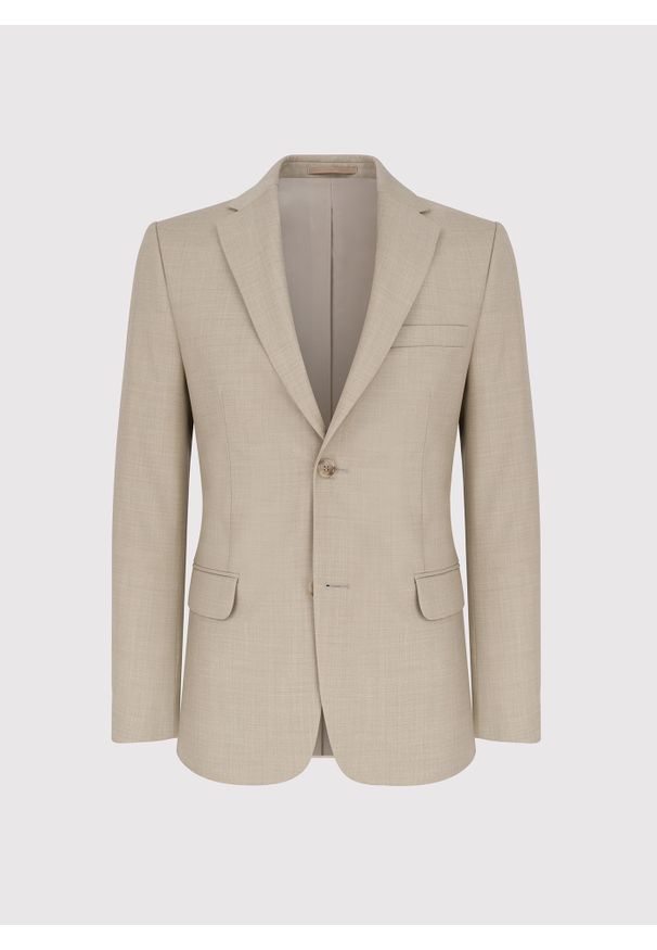 Pako Lorente - PAKO LORENTE - Beżowa marynarka garniturowa wełna. Kolor: beżowy. Materiał: wełna. Wzór: gładki
